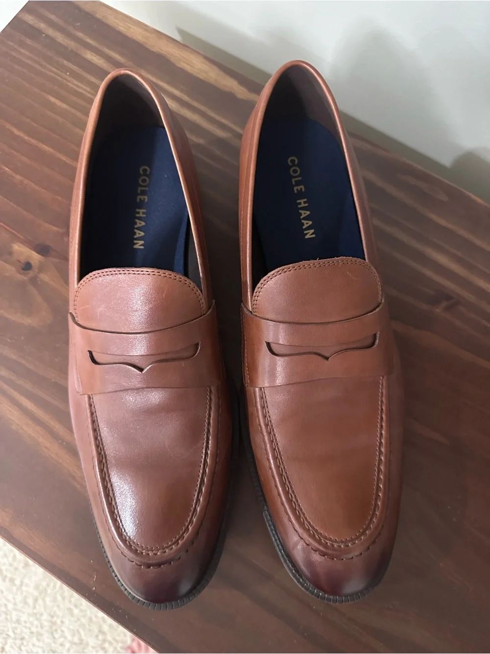 Cole Haan Men's Cognac Leather Penny Loafers